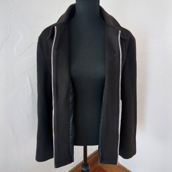 Vintage Wool Cashmere Angora Chocolate Brown Zip Mid-Weight Fall Coat Jacket - Picture 7 of 16